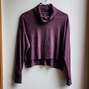 American Eagle Outfitters Plum Cropped Waffle Knit Turtle Neck Sweater Size XS